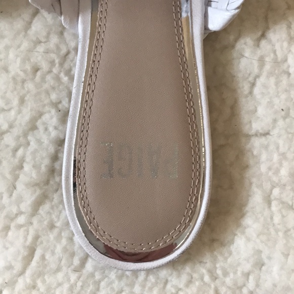 Paige | Alana Woven White Leather Mules Size 7.5 - Picture 6 of 7